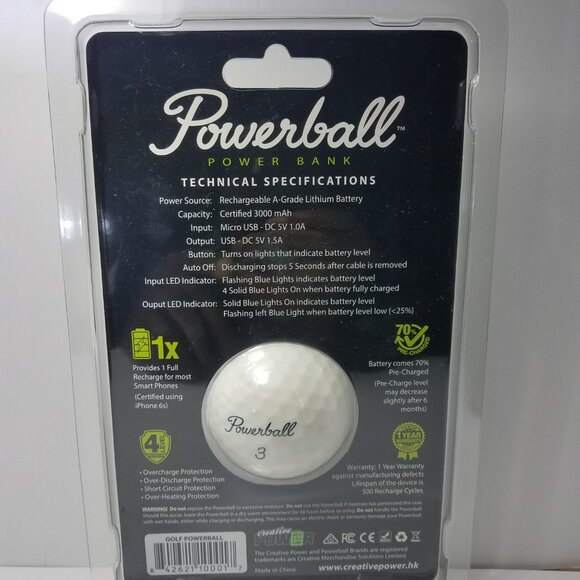 Powerball Golf Ball Power Bank 3000mAh - Picture 5 of 7